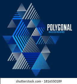 3D cubes and triangles lined stripy abstract vector background with retro style element isolated and easy to use or edit. Template for poster or banner, cover or ad.