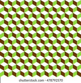 3d cubes tricolor geometric background - Seamlessly repeatable