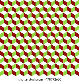 3d cubes tricolor geometric background - Seamlessly repeatable