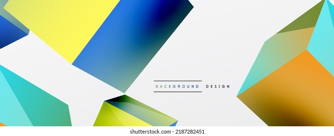 3d cubes vector abstract background. Composition of 3d square shaped basic geometric elements. Trendy techno business template for wallpaper, banner, background or landing