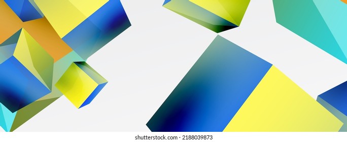 3d cubes vector abstract background. Composition of 3d square shaped basic geometric elements. Trendy techno business template for wallpaper, banner, background or landing
