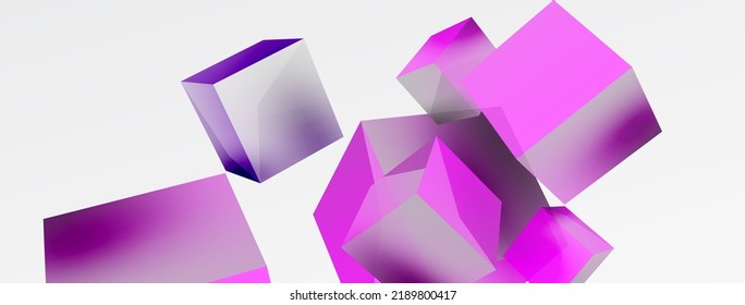 3d cubes vector abstract background. Composition of 3d square shaped basic geometric elements. Trendy techno business template for wallpaper, banner, background or landing