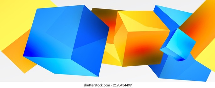 3d cubes vector abstract background. Composition of 3d square shaped basic geometric elements. Trendy techno business template for wallpaper, banner, background or landing