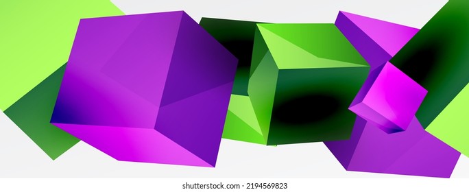 3d cubes vector abstract background. Composition of 3d square shaped basic geometric elements. Trendy techno business template for wallpaper, banner, background or landing
