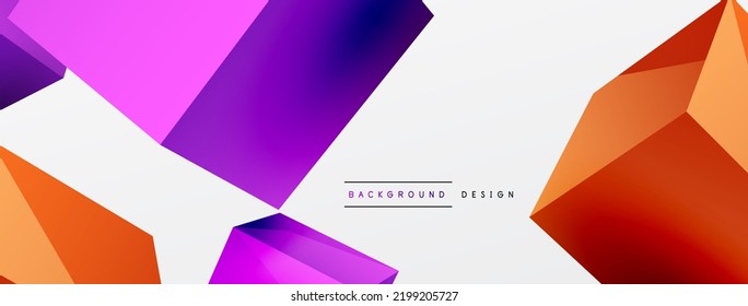 3d cubes vector abstract background. Composition of 3d square shaped basic geometric elements. Trendy techno business template for wallpaper, banner, background or landing