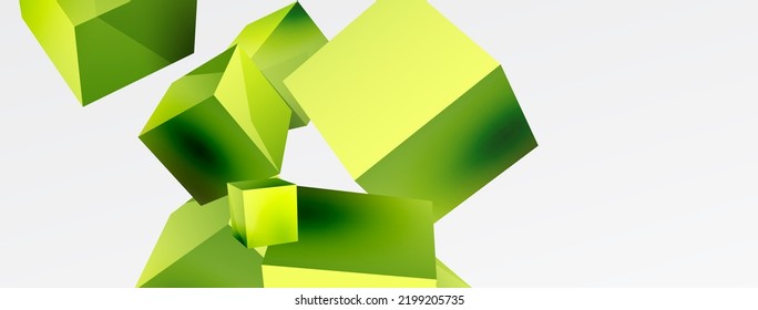3d cubes vector abstract background. Composition of 3d square shaped basic geometric elements. Trendy techno business template for wallpaper, banner, background or landing
