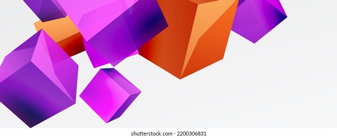 3d cubes vector abstract background. Composition of 3d square shaped basic geometric elements. Trendy techno business template for wallpaper, banner, background or landing