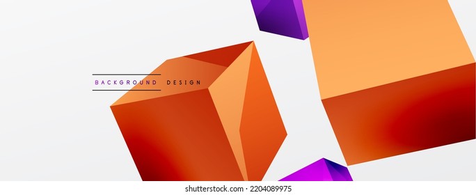 3d cubes vector abstract background. Composition of 3d square shaped basic geometric elements. Trendy techno business template for wallpaper, banner, background or landing