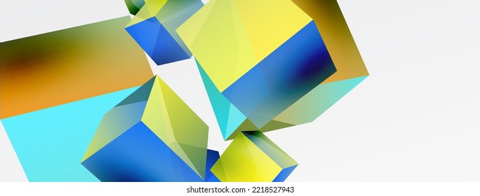 3d cubes vector abstract background. Composition of 3d square shaped basic geometric elements. Trendy techno business template for wallpaper, banner, background or landing