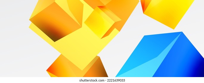 3d cubes vector abstract background. Composition of 3d square shaped basic geometric elements. Trendy techno business template for wallpaper, banner, background or landing