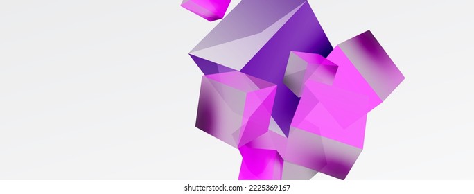 3d cubes vector abstract background. Composition of 3d square shaped basic geometric elements. Trendy techno business template for wallpaper, banner, background or landing