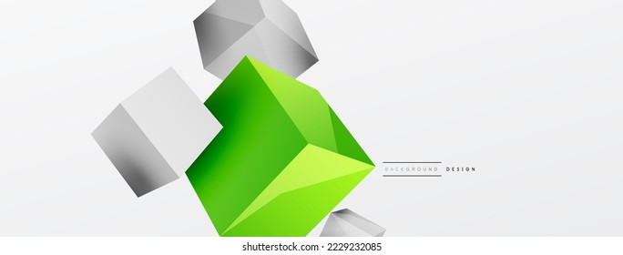 3d cubes vector abstract background. Composition of 3d square shaped basic geometric elements. Trendy techno business template for wallpaper, banner, background or landing
