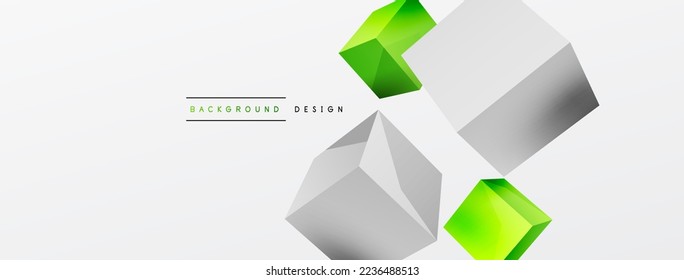 3d cubes vector abstract background. Composition of 3d square shaped basic geometric elements. Trendy techno business template for wallpaper, banner, background or landing
