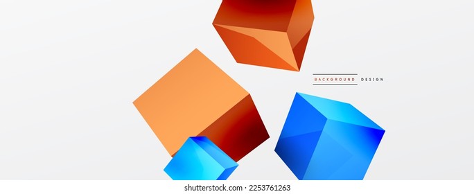 3d cubes vector abstract background. Composition of 3d square shaped basic geometric elements. Trendy techno business template for wallpaper, banner, background or landing