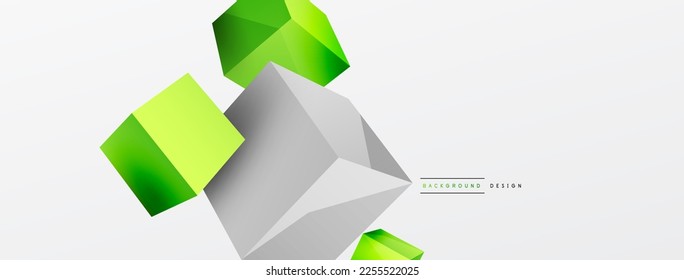 3d cubes vector abstract background. Composition of 3d square shaped basic geometric elements. Trendy techno business template for wallpaper, banner, background or landing