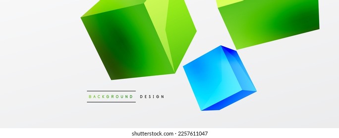 3d cubes vector abstract background. Composition of 3d square shaped basic geometric elements. Trendy techno business template for wallpaper, banner, background or landing