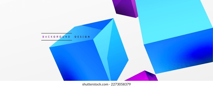 3d cubes vector abstract background. Composition of 3d square shaped basic geometric elements. Trendy techno business template for wallpaper, banner, background or landing