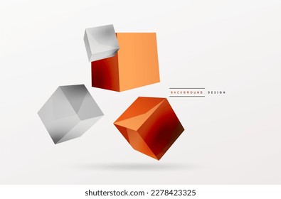3d cubes vector abstract background  Composition 3d square shaped basic geometric elements  Trendy techno business template for wallpaper  banner  background landing