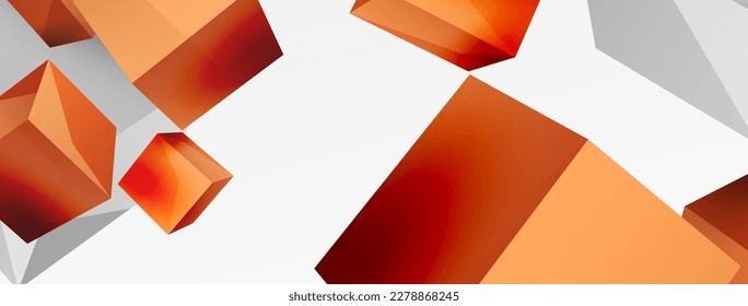 3d cubes vector abstract background. Composition of 3d square shaped basic geometric elements. Trendy techno business template for wallpaper, banner, background or landing