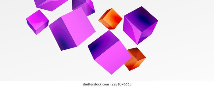 3d cubes vector abstract background. Composition of 3d square shaped basic geometric elements. Trendy techno business template for wallpaper, banner, background or landing
