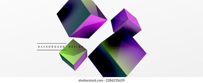3d cubes vector abstract background. Composition of 3d square shaped basic geometric elements. Trendy techno business template for wallpaper, banner, background or landing