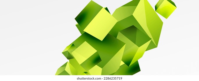 3d cubos de fondo abstracto vector. Composición de elementos geométricos básicos con forma cuadrada 3d. Plantilla de negocios de moda para tecno para papel de pared, banner, fondo o aterrizaje