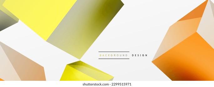 3d cubes vector abstract background. Composition of 3d square shaped basic geometric elements. Trendy techno business template for wallpaper, banner, background or landing