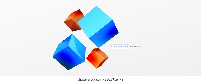 3d cubes vector abstract background. Composition of 3d square shaped basic geometric elements. Trendy techno business template for wallpaper, banner, background or landing