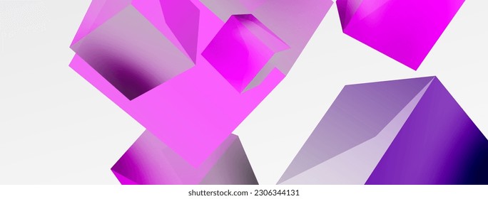 3d cubes vector abstract background. Composition of 3d square shaped basic geometric elements. Trendy techno business template for wallpaper, banner, background or landing