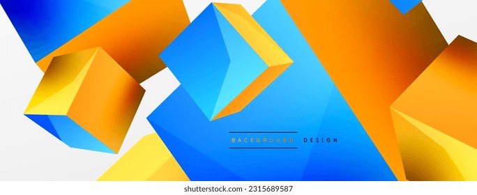 3d cubes vector abstract background. Composition of 3d square shaped basic geometric elements. Trendy techno business template for wallpaper, banner, background or landing