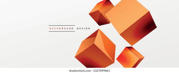 3d cubes vector abstract background. Composition of 3d square shaped basic geometric elements. Trendy techno business template for wallpaper, banner, background or landing