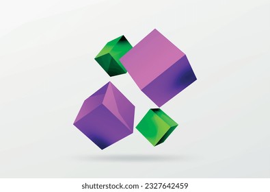 3d cubes vector abstract background. Composition of 3d square shaped basic geometric elements. Trendy techno business template for wallpaper, banner, background or landing