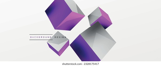 3d cubes vector abstract background. Composition of 3d square shaped basic geometric elements. Trendy techno business template for wallpaper, banner, background or landing