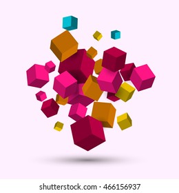 3d cubes. Vector geometric background with cubes