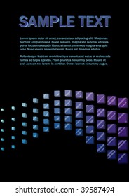 3D cubes wave blue and violet vector background.