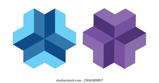 3D Cubic Logo Vector Icon Symbol Template. 3D Poly Cube Vector Illustration