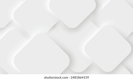 Formas cúbicas y cuadradas 3D en fondo Abstractas minimalista blanco neumórfico y neomórfico y Anuncio