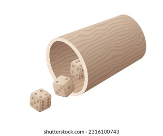 Tasa 3D y dados de juego. Clíparte del casino. Ilustración vectorial aislada sobre fondo blanco.