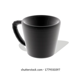 3D cup of realistic white coffee mug ceramic close up angel. insulated on a white background. Vector illustration
