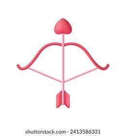 3D Cupid's bow icon. A bow with an arrow and a heart. Valentine's day concept. Love icon. Trendy and modern vector in 3d style svg