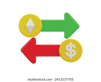 3d currency exchange icon vector illustration