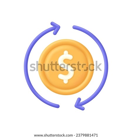 3D Currency exchange illustration. Concept of currency exchange or cash back. Dollar icon. Money conversion. Trendy and modern vector in 3d style.