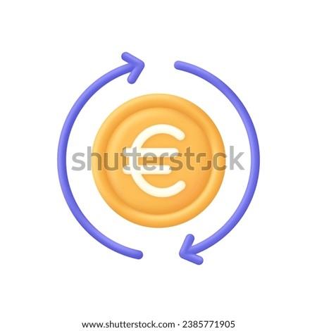 3D Currency exchange illustration. Concept of currency exchange or cash back. Euro icon. Money conversion. Trendy and modern vector in 3d style.