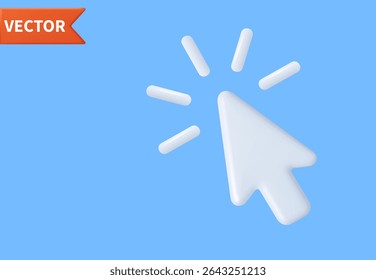 3d cursor mous. Touching pointer icon. Geometric mouse cursor for website. 3d rendering. Vector illustration