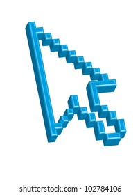 3d cursor pointer isolated over white background. vector illustration
