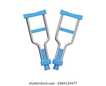 Ilustración de renderizado de icono de muletas 3D