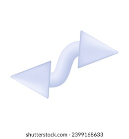 3D curved arrows change direction. Pointer left, right, forward, backward. Direction, landmark, guide or cursor arrow. Business icon, digital direction sign, choice, ui design. Vector 3d illustration.