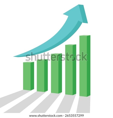 3D curved business arrow graph going up represent business profit and economic growth report