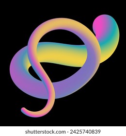 3D curved line with gradient. Liquid wave, colorful spiral. A design element for creative design