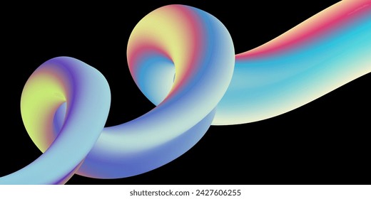 3D curved line with gradient. Liquid wave, colorful spiral. A design element for creative design